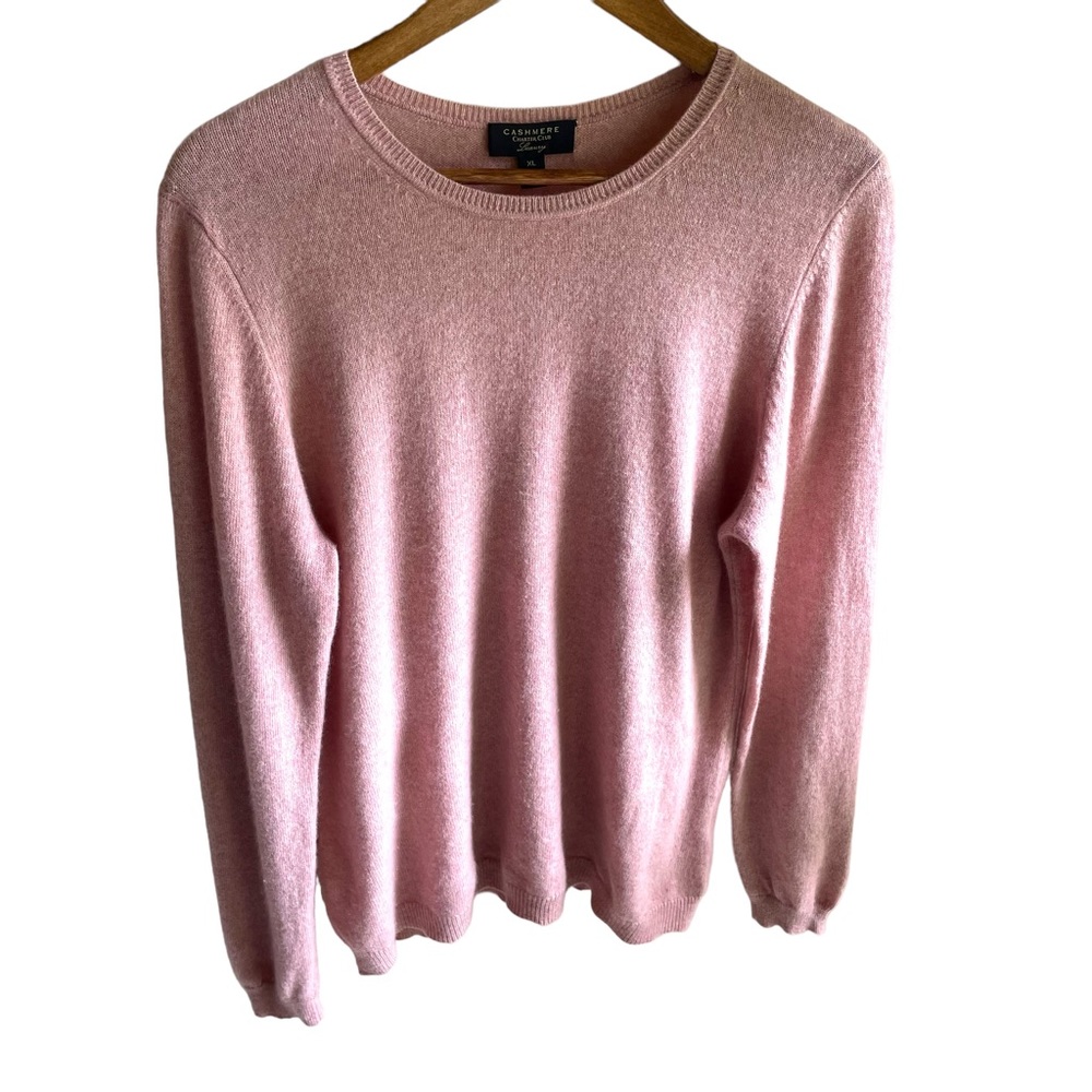 Charter Club Luxury Pure Cashmere Crewneck Sweater. Heathered Pink. Size XL